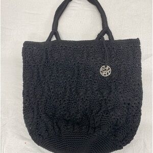THE SAK Crochet Knit Bucket Shoulder Bag  Black Beach Resort Cruise Boho